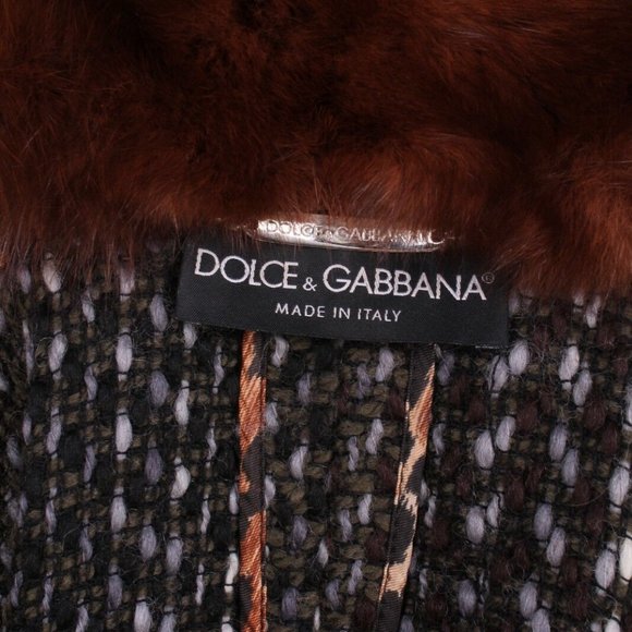 DOLCE & GABBANA Woven Wool and Fox Fur Collar Coat - Picture 10 of 10